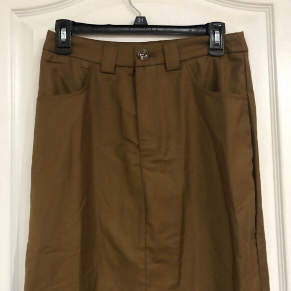Commense Womens A-Line Skirt Size Small Brown Back Slit With Pockets Maxi Casual - Picture 9 of 10